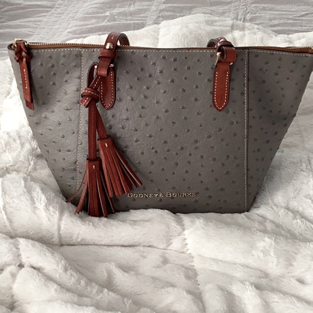 Dooney and Bourke grey ostrich leather handbag. EUC!